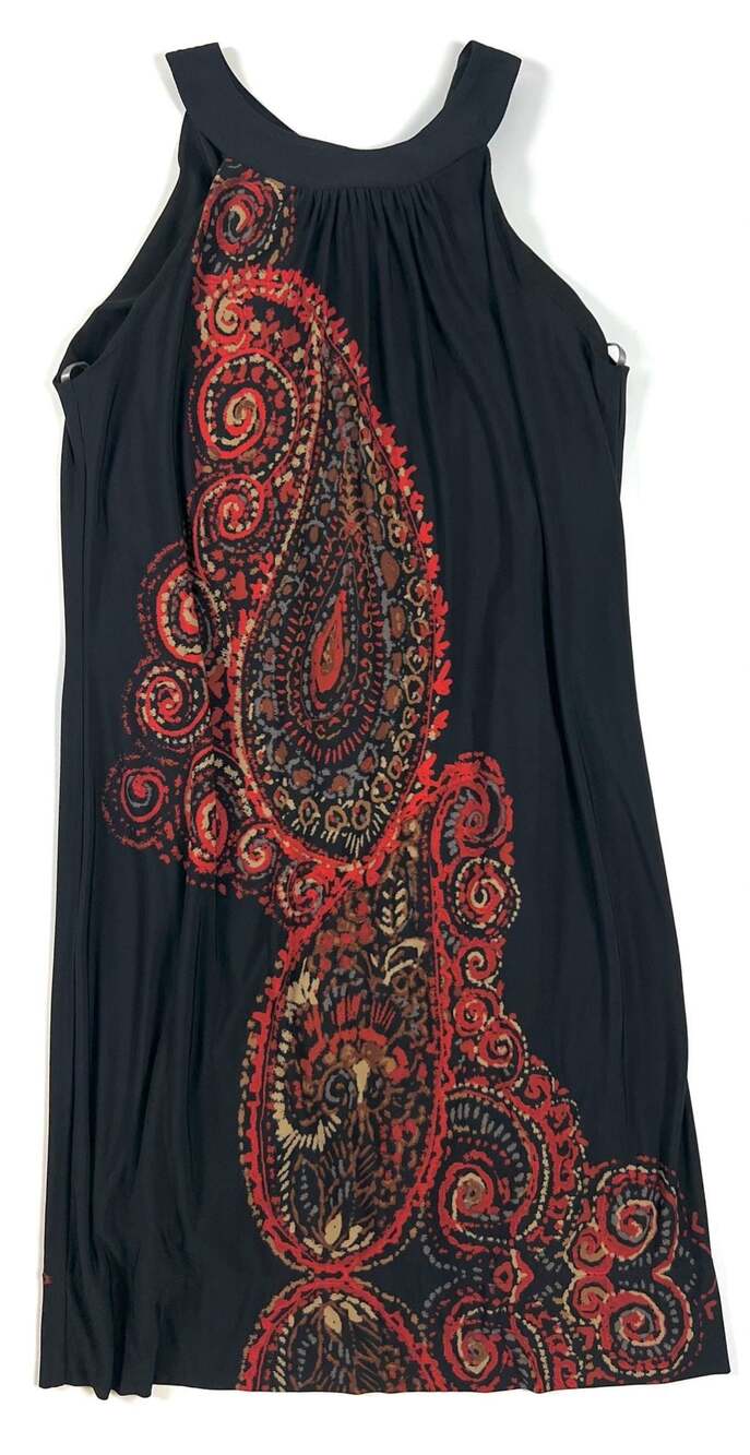 Taylor Women Black Red Paisley Print Halter Sleeveless Mini Dress Size 6